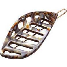 Cruelty Free Hair Clips Amie French Amie Leaf Handmade Small Onyx Silver Gray Celluloid Acetate Side Slide Barrette with Snap on Hair Pin Clip