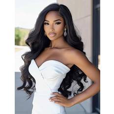 Nostalgia Black Long Wavy Curly Wig 28 Inch Side Part