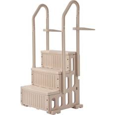 3-Step Taupe Pool Ladder of Double Handrails Supports 400 lb for 36-48 In Pools
