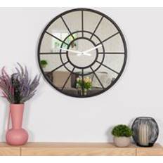 Charles Bentley Buttermere Indoor Mirrored Skeleton 50 cm - Black Wall Clock