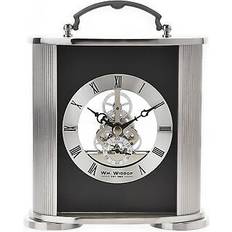 Black Table Clocks Silver & Black Mantel Skeleton Movement Aluminium Frame Table Clock