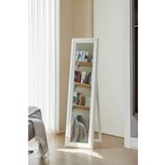Floor Mirrors Living and Home Rectangle Modern Wood Beveled 40 x 42 x 150 cm - White Floor Mirror