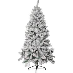 7Ft Snow Flocked Artificial With Green Metal Stand And 655 Tips
