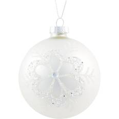 White Christmas Tree Ornaments Glitter Patterned Bauble Ivory Christmas Tree Ornament