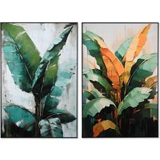 Green Framed Art Home ESPRIT Green Palms Tropical Artwork 80 x 3.5 x 120 cm Set of 2 Framed Art