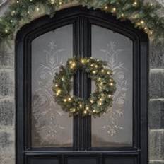 Lights4fun Pre Lit LED Outdoor Fir Wreath & Garland Decoration