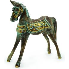 Turquoise Figurines Ancient Wisdom Medium Gold & Turquoise Horse 25 cm Figurine