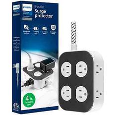 Philips surge protector, 8 grounded outlets, 2 usb-a, 1 usb-c, 2100j, braid
