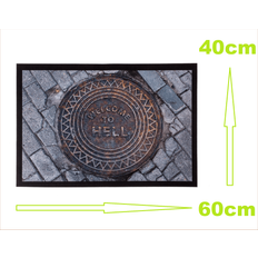 Manhole Cover 3D Look Welcome To Hell Doormat 60x40 cm