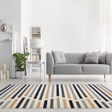 Modern Style Rugs Abstract Gold Striped Area Rug Grey