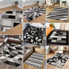 Modern Multi Coloured Geometric Soft Bedside Carpet
