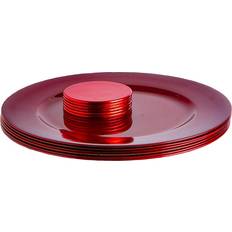 Red Plate Sets Argon Tableware 12 Piece Metallic Charger Plates Set - Red Plate Sets 12pcs