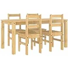 Wood Dining Sets vidaXL 5 Piece Solid Wood Pine Dining Set