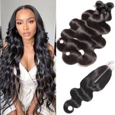 Tayesha Human Hair Bundles with Closure 2x6 HD 16 18 20 + 14 Inch Brazilian Body Wave 3 Bundles