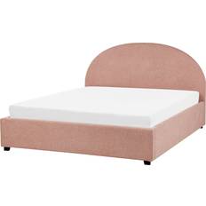 Beliani Minimalist Storage Ottoman EU King Size 5ft3 Boucle Pastel Pink Vaucluse Frame Bed