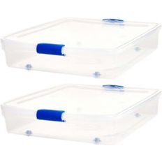 Boxes & Baskets HOMZ 56 Quart Underbed Secure Latching Clear Plastic Container 2 Pack Storage Box