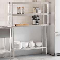 Barborde vidaXL Køkkenbord Med Tophylde 110x30x150 cm Rustfrit Stål Barbord
