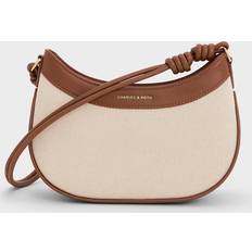 Charles & Keith Sabine Canvas Knotted-Strap Curved Shoulder Bag