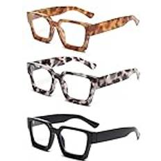 Blue Reading Glasses JM Fyrkantiga Läsglasögon 3-pack Blå Ljusblockerande 147 Milímetros