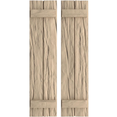 Windows Ekena Millwork TimberThane Woodgrain 11-in W x 36-in H Riverwood Paintable Farmhouse Exterior Shutters 2-Pack in Brown Timber Window Shutter