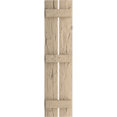 Windows Ekena Millwork Timberthane 11.5-in W x 58-in H Hand Hewn Paintable Farmhouse Spaced Exterior Shutters 2-Pack in Brown Timber Window Shutter