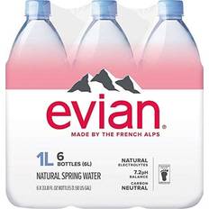 Evian Natural Spring Water 1 Liter Pack of 6 33.8fl oz 6pcs