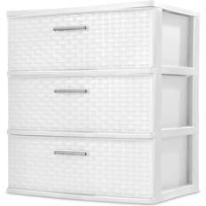 3 drawer plastic storage Sterilite 3-Drawer Wide Weave Lightweight Tower White Storage Box