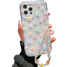 Shein Daisy With Charm Flower Floral Clear Lanyard Casse for iPhone 14 Pro Max