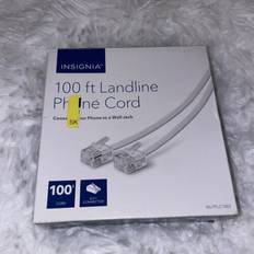 Landline Phones Insignia 100' landline phone cord rj11 connector ns-tplc1002 white 9664sw
