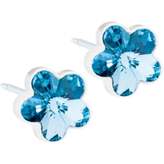 Flower Earring - White/Aquamarine