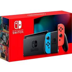 Nintendo switch console with neon red/blue joy-con (2019)