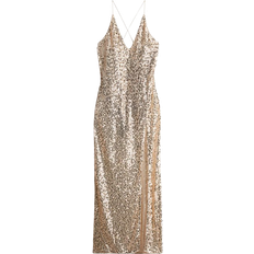 H&M Sequined Mesh Dress - Gold