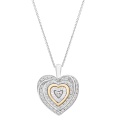 Macy's Heart Pendant Necklace - Silver/Gold/Diamonds