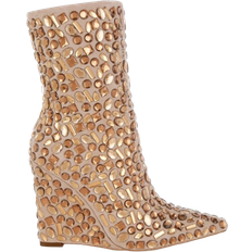 Beige - Women High Boots London Rag Trend Titan Diamante - Beige