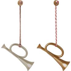 Maileg Hanging Trumpet Gold/Silver Juletræspynt 7.5cm