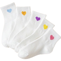 Shein 5 Pairs Children's Crew Socks Ankle High Fun Cute Athletic Running Socks Gifts For Children's Kids Socks