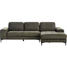 Green corner sofa Beliani Modern Corner Sectional L-Shape Velvet Metal Legs Dark Green Kiruna Sofa