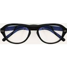 Blue screen glasses PrettyLittleThing Black Round Aviator Blue Light Readers One Size