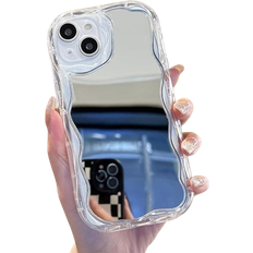 Forluz Fashion Luxury Cream Grain Mirror Phone Case for iPhone 15