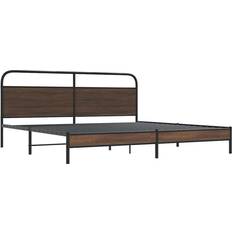Beds & Mattresses vidaXL Metal Bed Frame without Mattress 200x200 cm Brown Oak