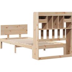 Brun Senge vidaXL Seng Med Reol Uden Madras 75x190 cm Massivt Fyrretræ Rammeseng