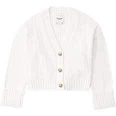 Viscose Cardigans Abercrombie & Fitch Cotton Blend Seed Stitch Cardigan - White