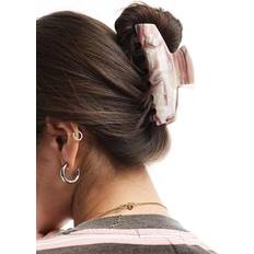 Pieces Large Hair Claw in Pink And Brown Marble Effect