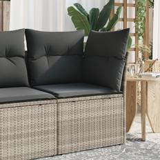 Tuin- en Buitenmeubilair vidaXL Garten-Ecksofa mit Kissen 3-Sitzer Poly Rattan - Hellgrau Lounge-Set