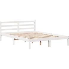 vidaXL Bookcase without Mattress 135x190 cm Double Solid Wood Pine Frame Bed