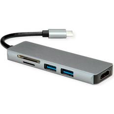 Computerzubehör Roline Dockingstation USB Typ C 4K HDMI 2x USB3.2 Gen1 SD MicroSD