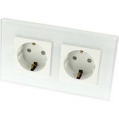 iNSi 2 Vägs jordat WIFI vägguttag (Glas)