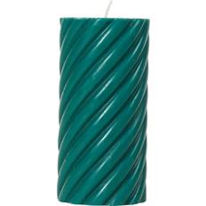 Wilko Twisting Pillar Green Candle 14cm