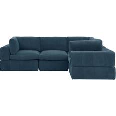Wade Logan Areeba 4-Piece Corduroy Dark Blue Sofa 108.5" 4 Seater