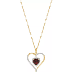 Red Necklaces Macy's Accent Heart Pendant Necklace - Gold/Red/Diamonds